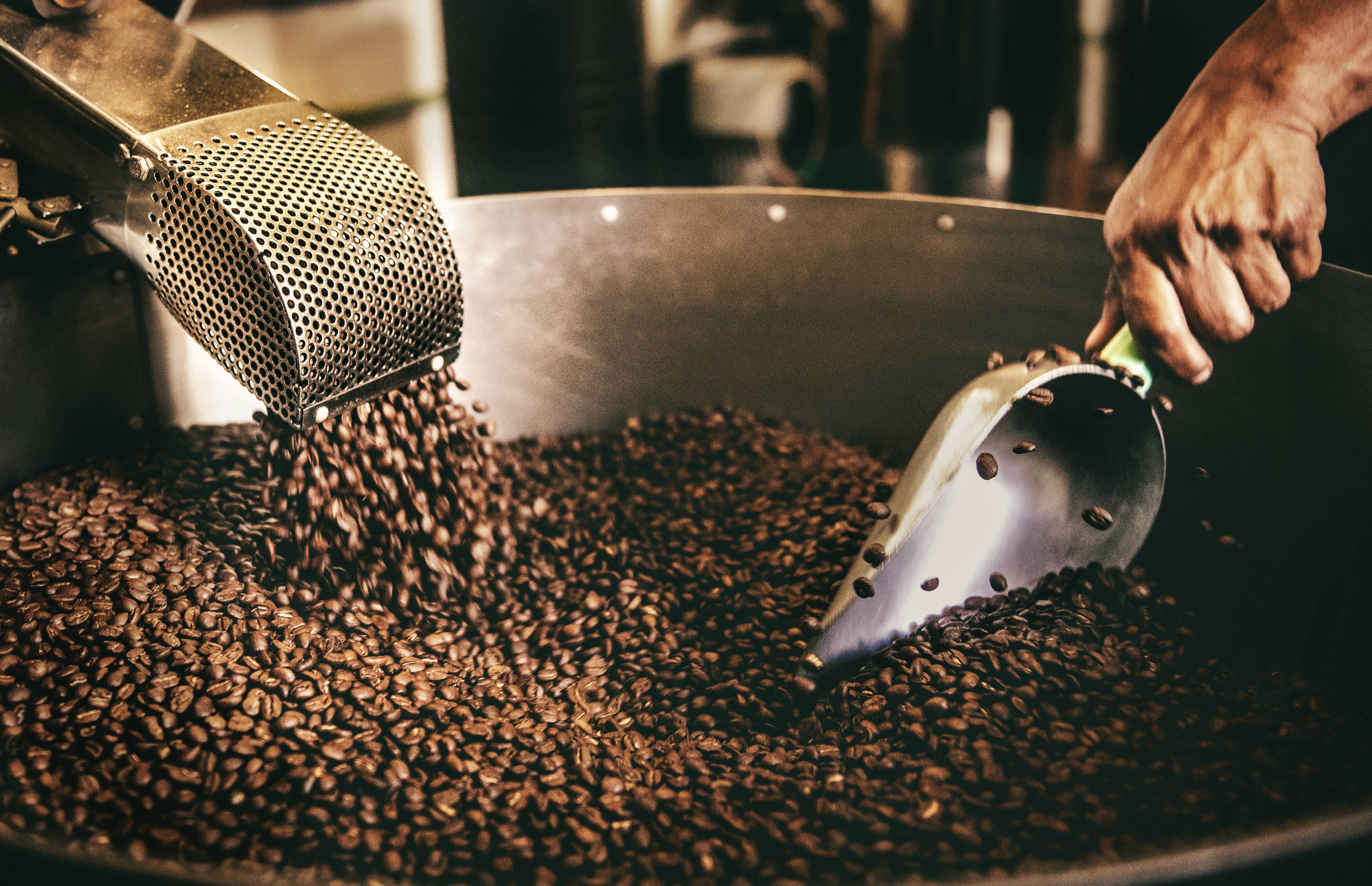 Background image of coffee beans.